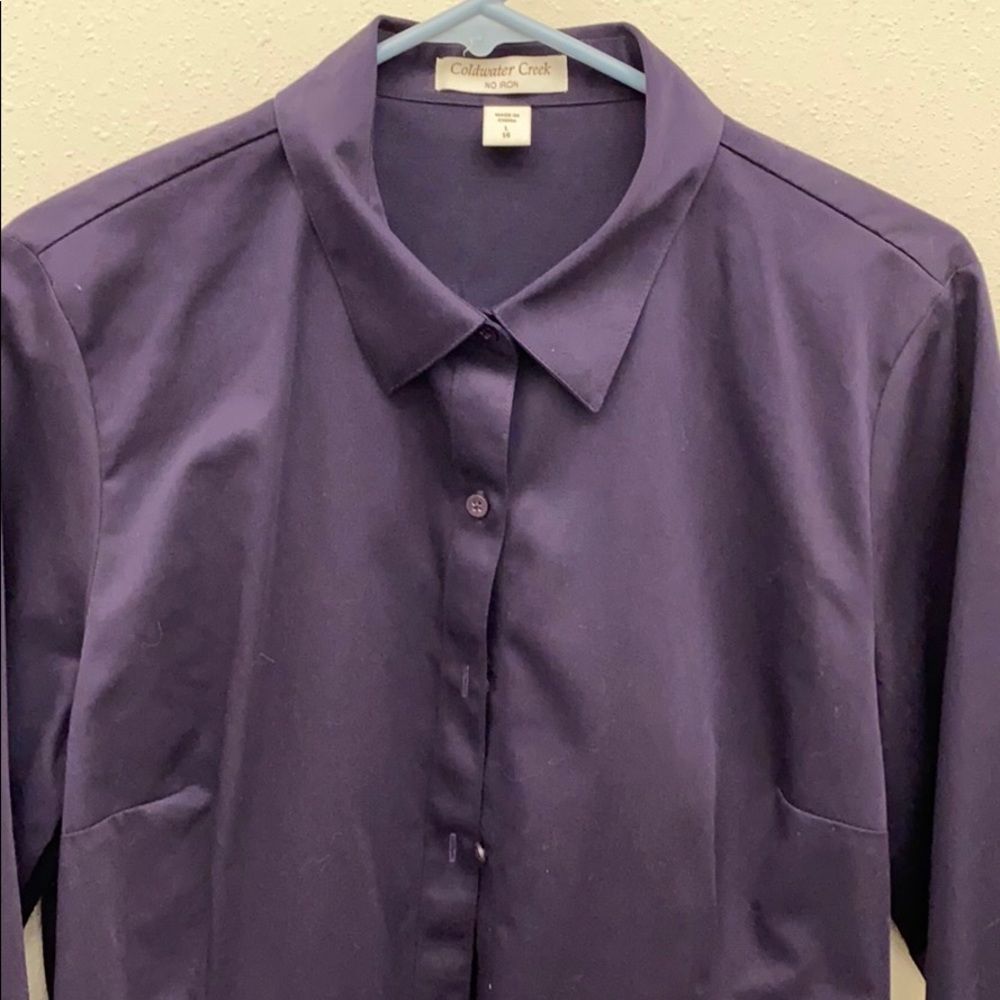 Coldwater Creek Navy Button Down Blouse